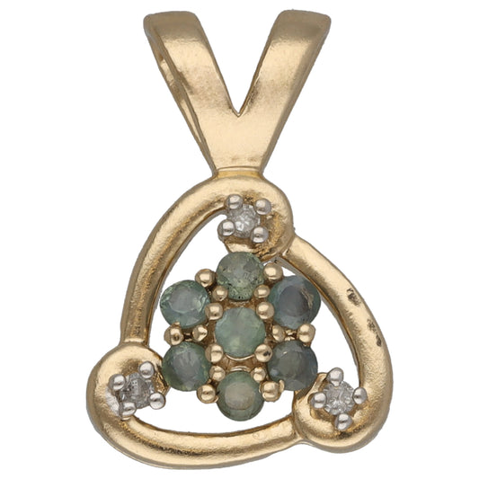 9ct Gold Chrysoberyl & 0.03ct Diamond Dress/Cocktail Pendant