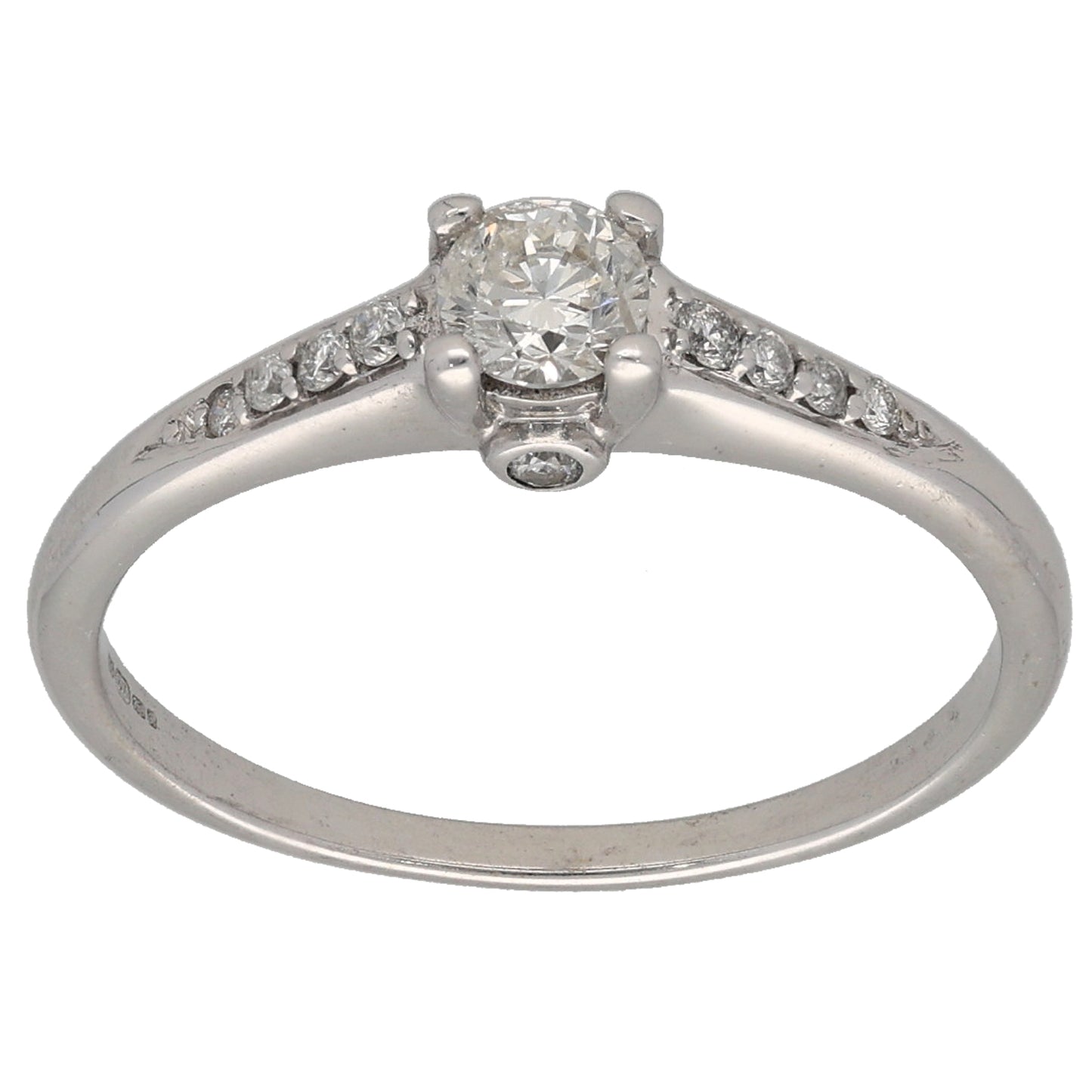 18ct White Gold 0.33ct Diamond Solitaire Ring With Accent Stones Size N