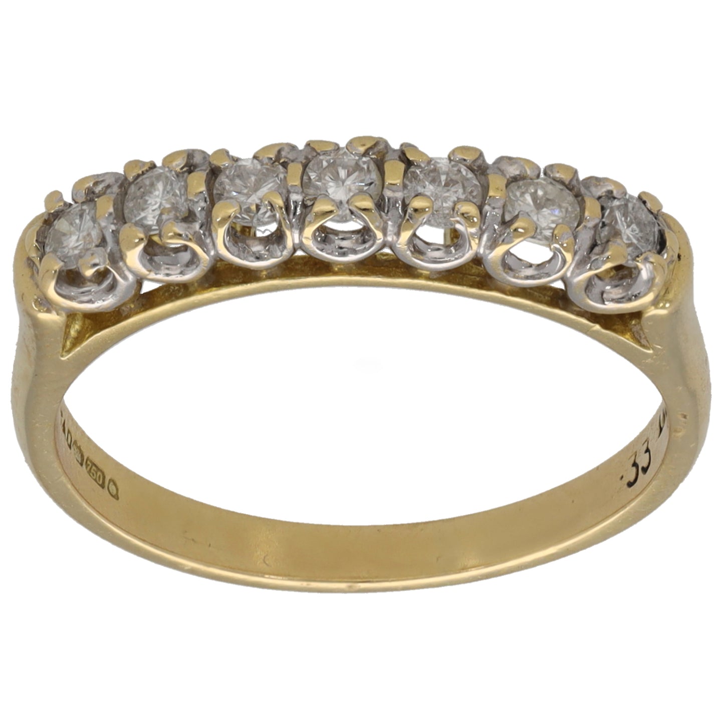 18ct Gold 0.33ct Diamond Half Eternity Ring Size O