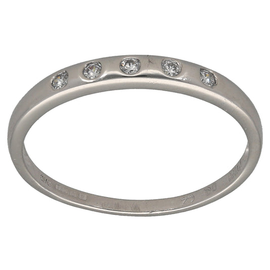 Platinum Cubic Zirconia Half Eternity Ring Size S