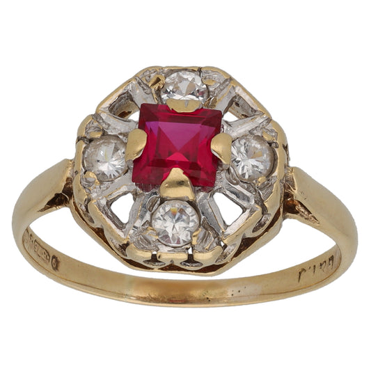 9ct Gold Imitation Gems Dress/Cocktail Ring Size N