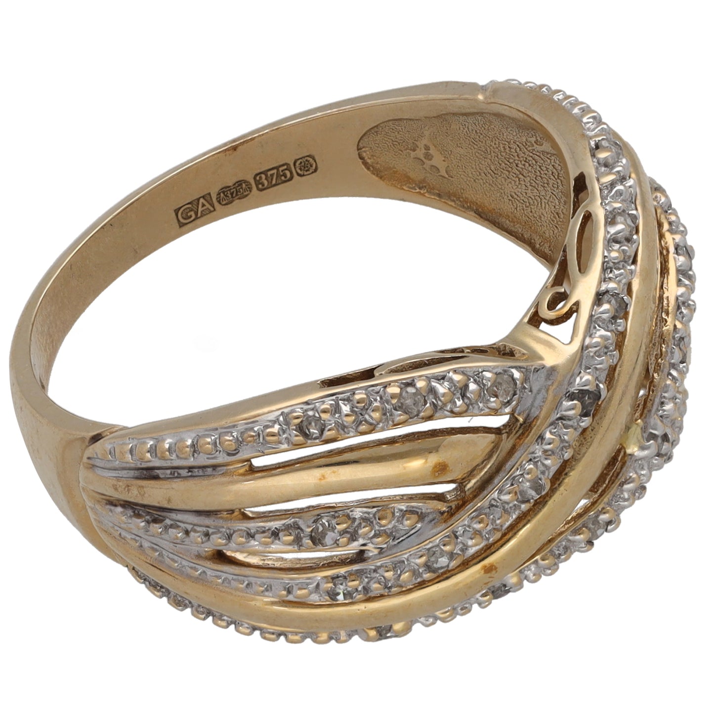9ct Gold 0.11ct Diamond Dress/Cocktail Ring Size R