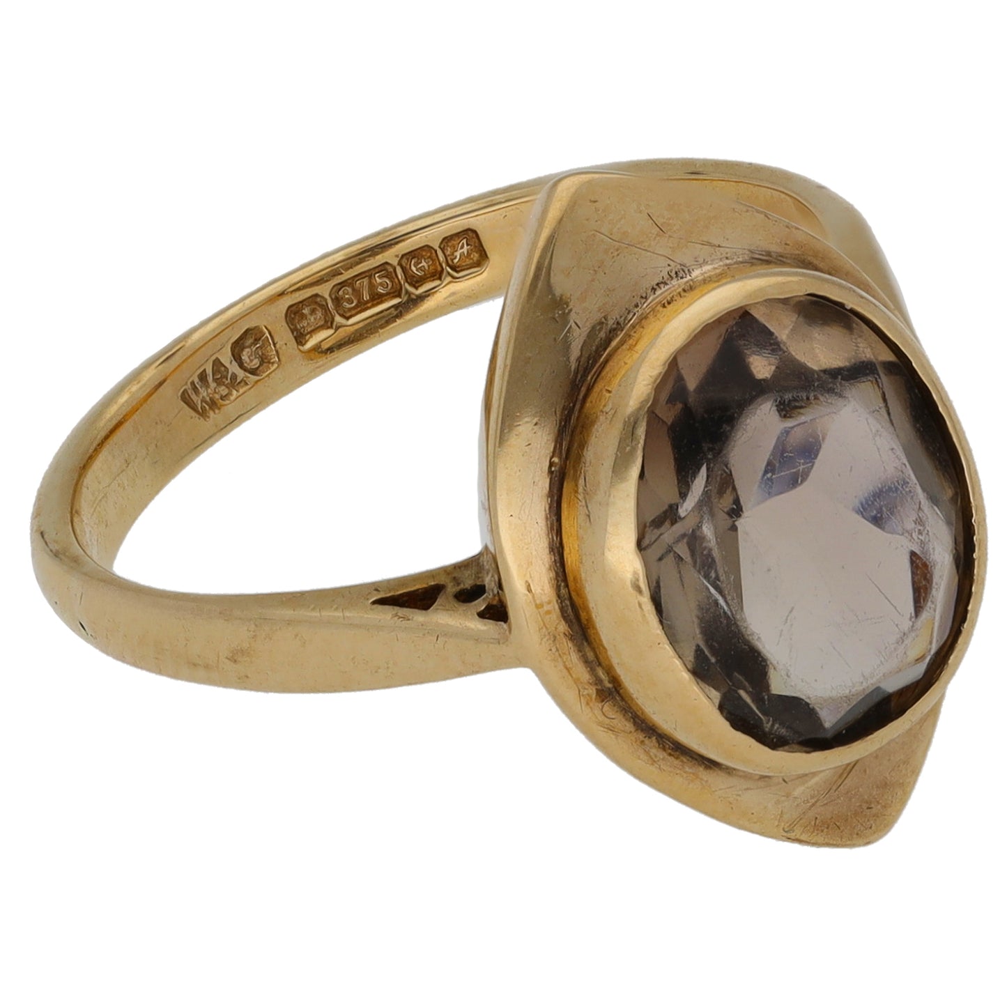 9ct Gold Smoky Quartz Single Stone Ring Size K