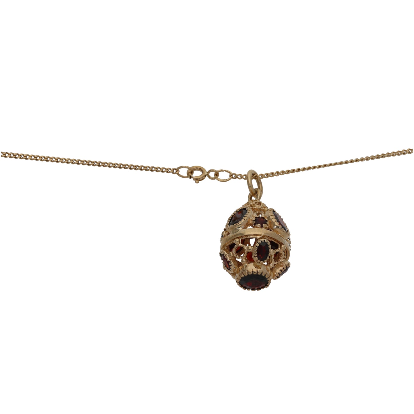 9ct Gold Garnet Dress/Cocktail Pendant With Chain