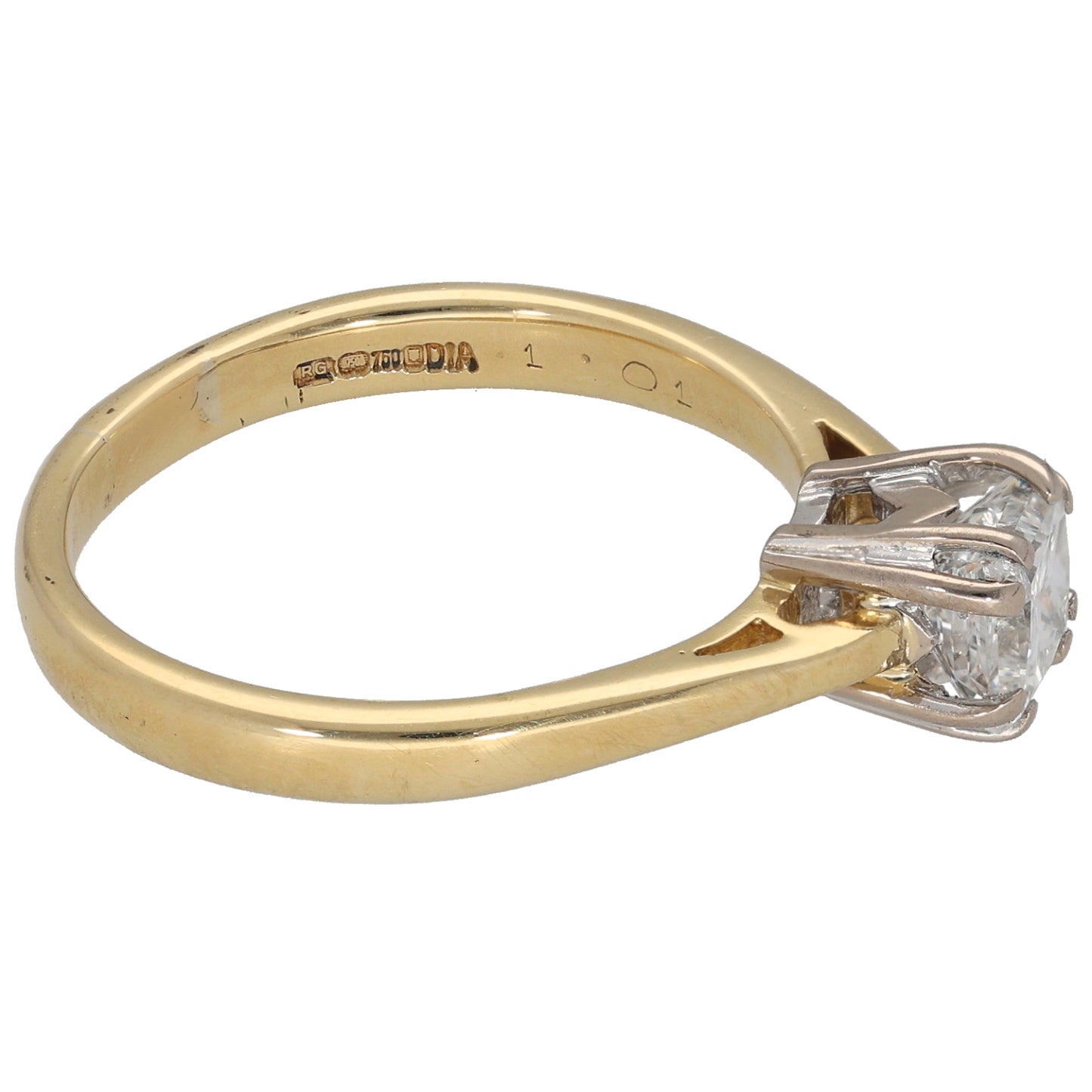 18ct Gold 1.01ct Diamond Solitaire Ring Size R