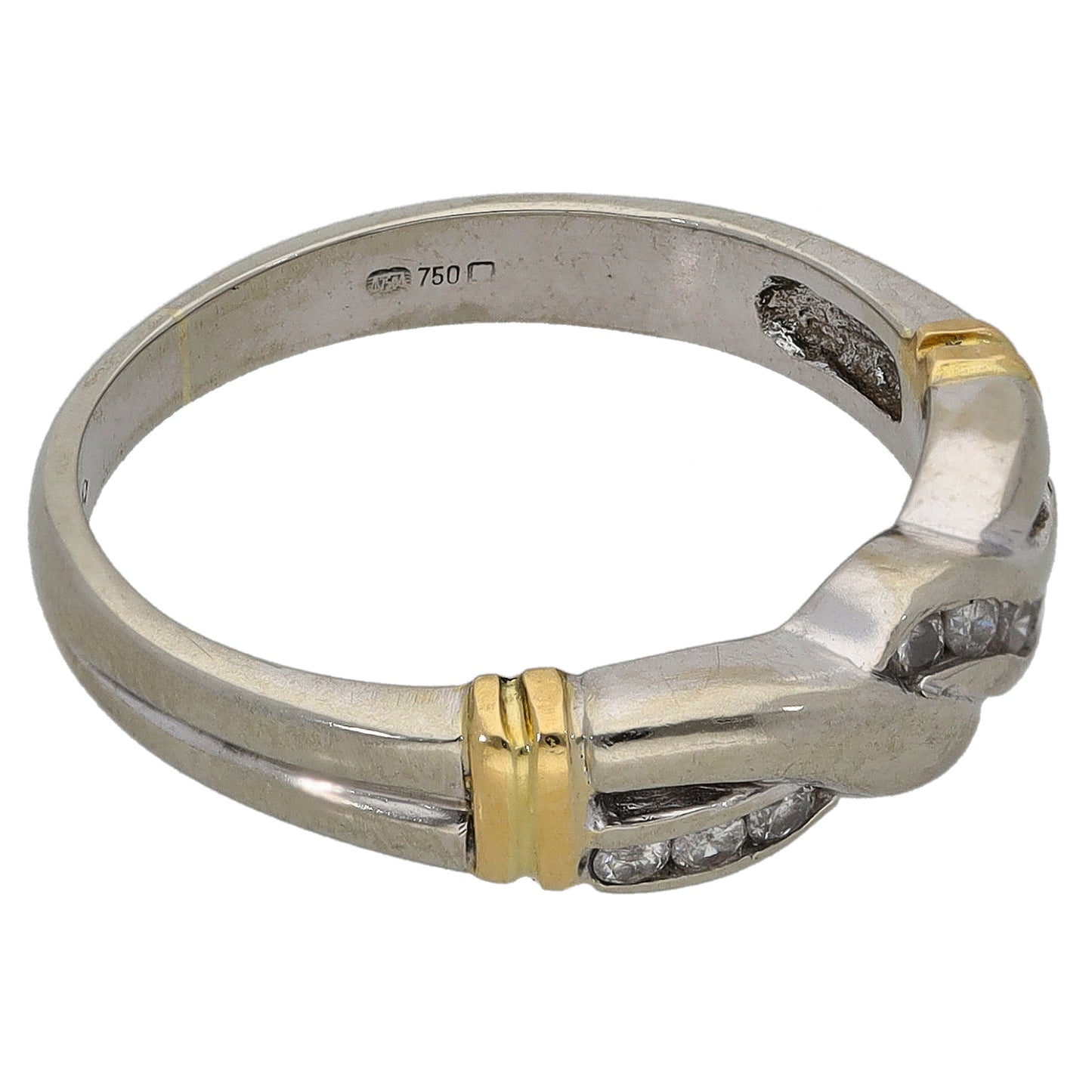18ct Bicolour Gold 0.09ct Diamond Dress/Cocktail Ring Size K
