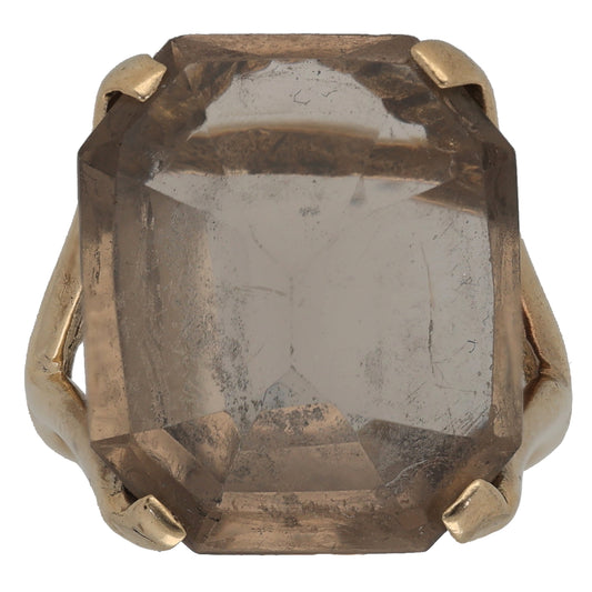 9ct Gold Smoky Quartz Single Stone Ring Size M