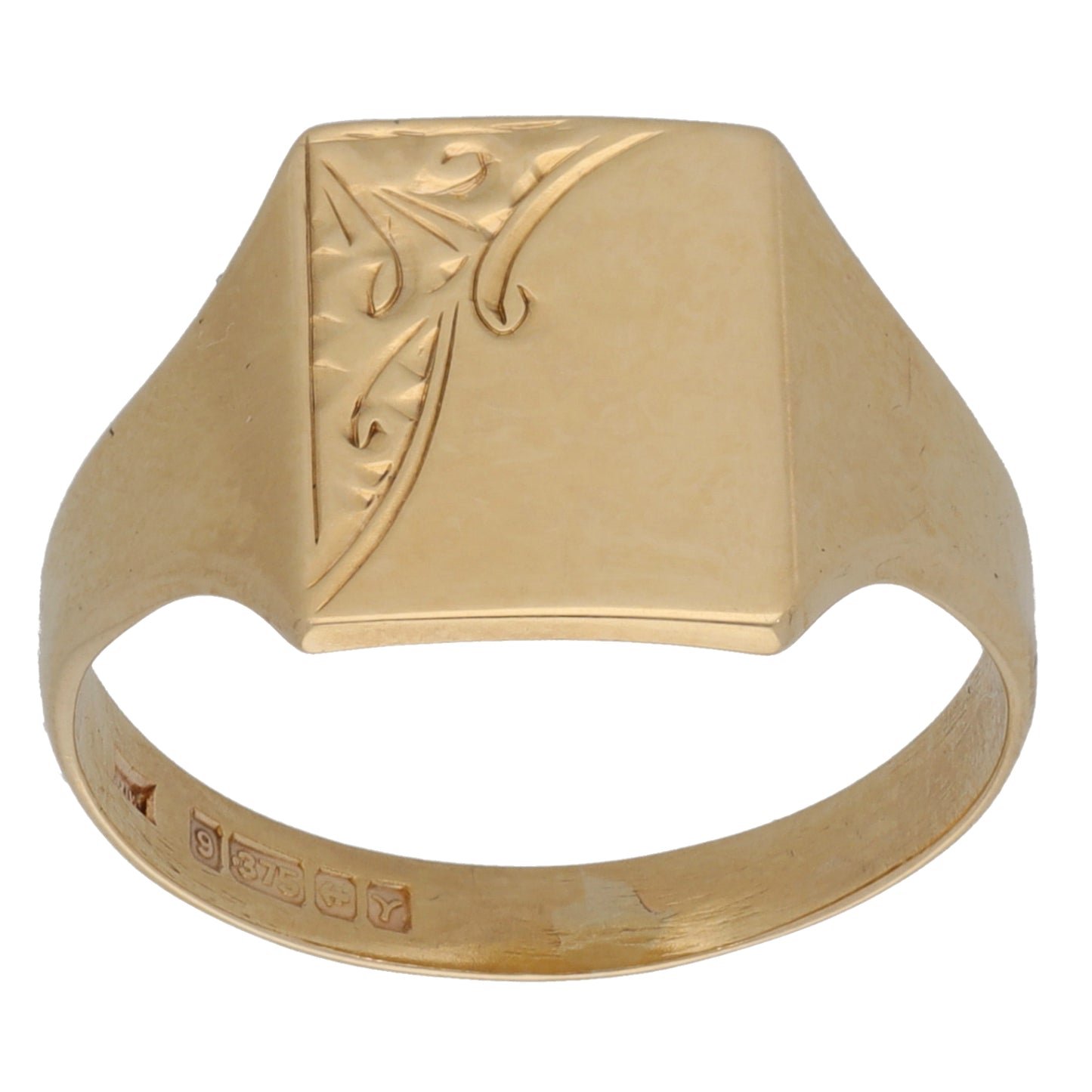 9ct Gold Patterned Signet Ring Size S