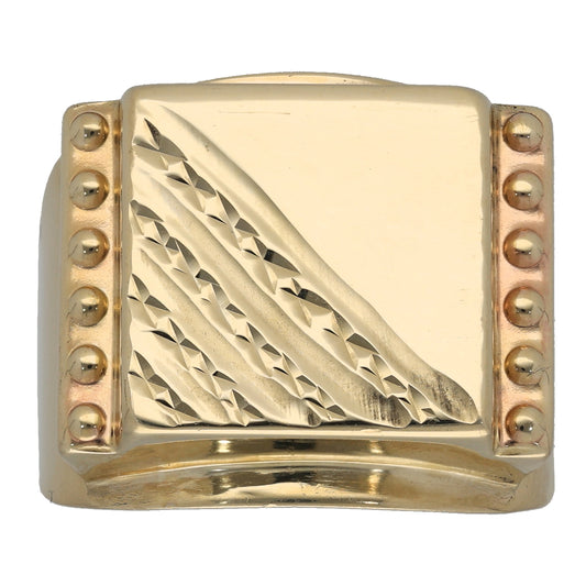 14ct Gold Patterned Signet Ring Size W