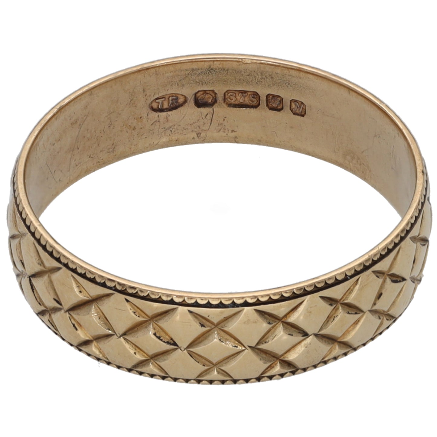 9ct Gold Patterned Wedding Ring Size M
