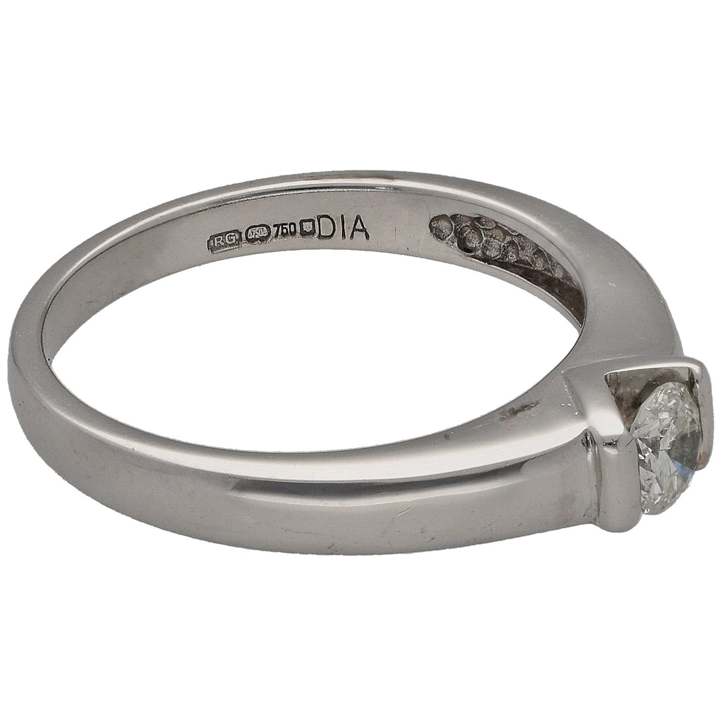 18ct White Gold 0.25ct Diamond Solitaire Ring Size M