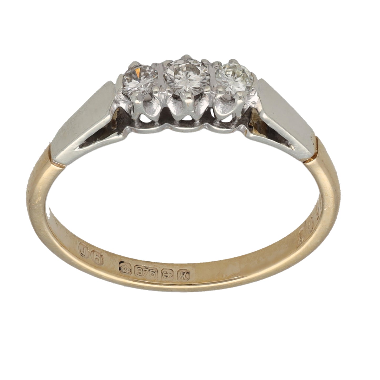 9ct Gold 0.17ct Diamond Trilogy Ring Size N