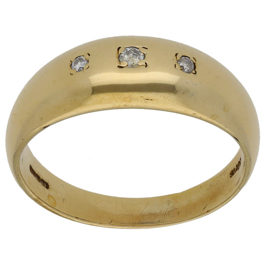 9ct Gold 0.10ct Diamond Trilogy Ring Size Y