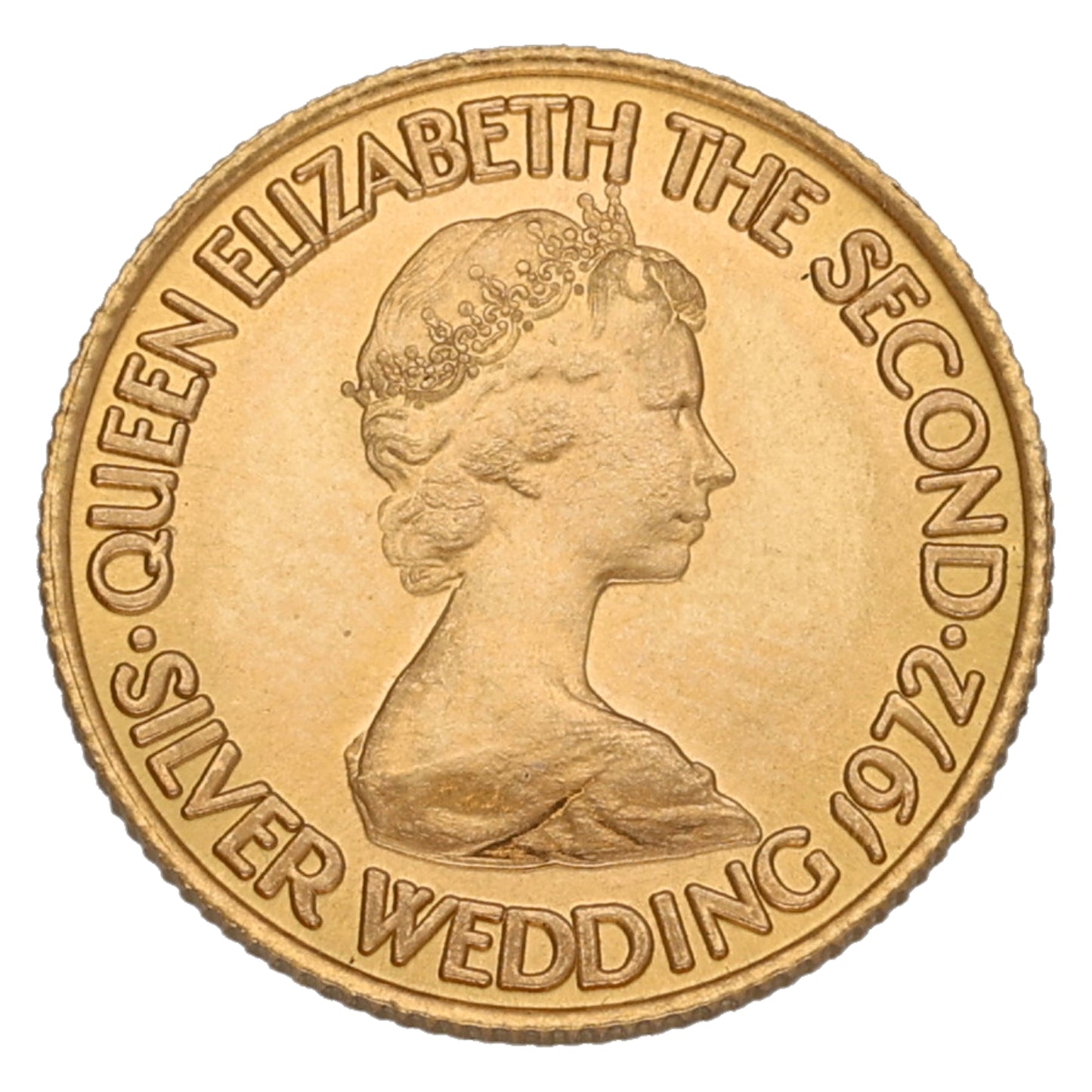 22ct Gold Queen Elizabeth II Silver Wedding Five Pounds Coin 1972