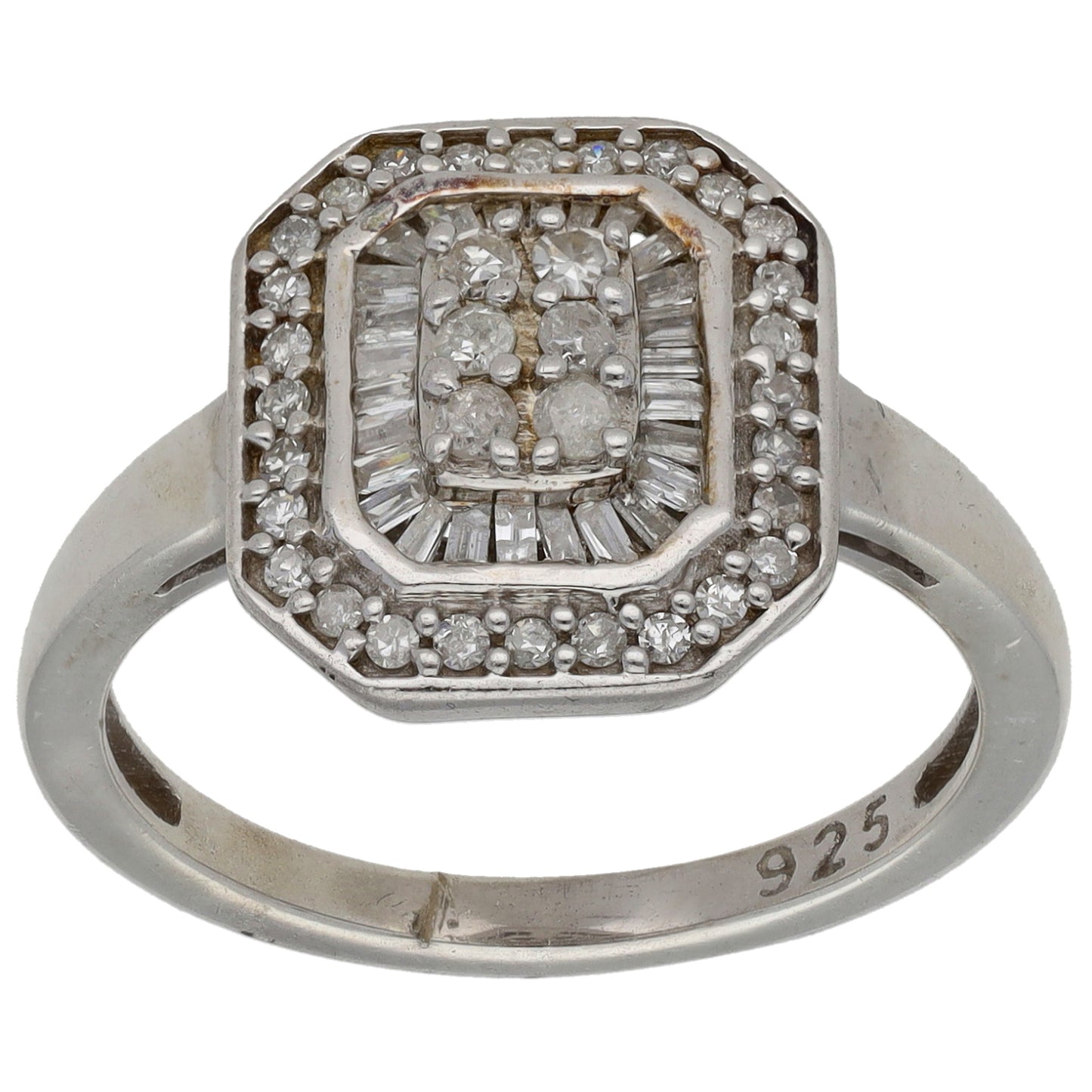 Sterling Silver 0.52ct Diamond Cluster Ring Size P