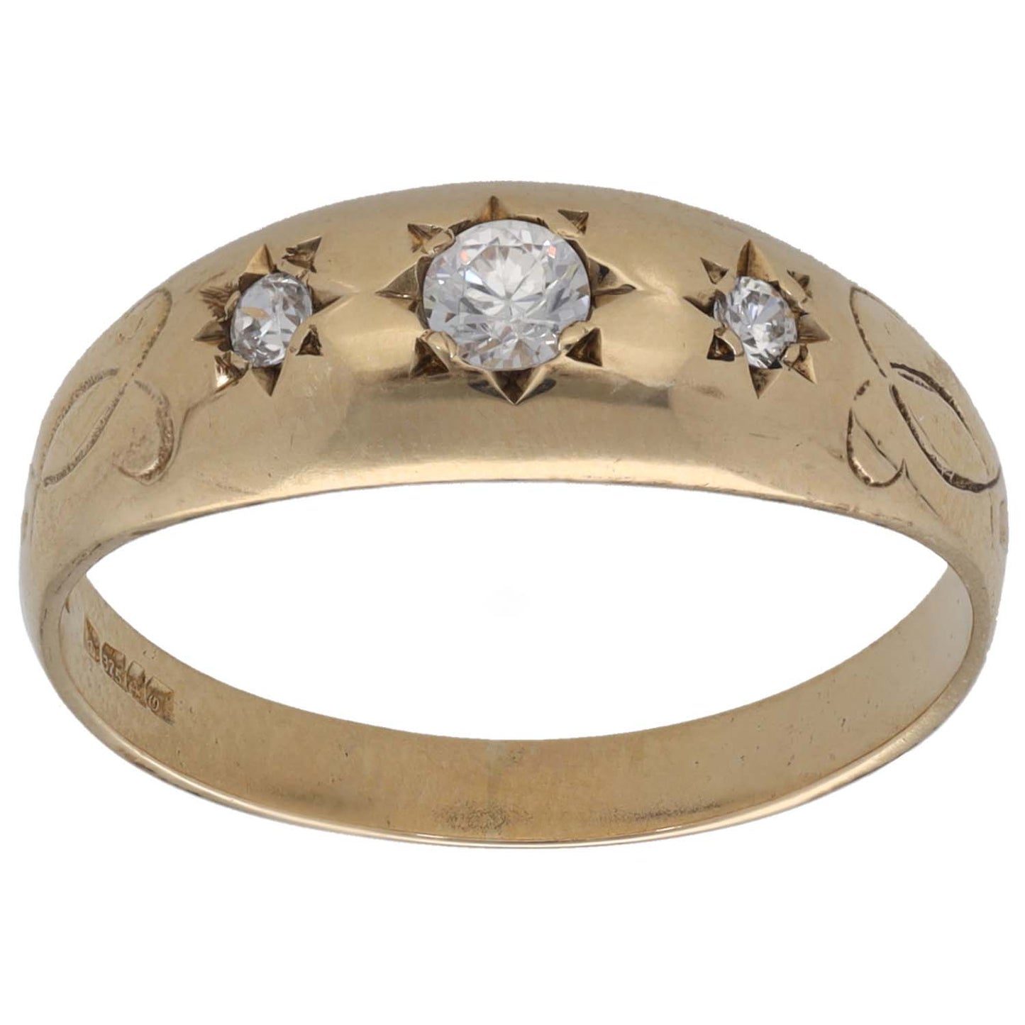 9ct Gold Cubic Zirconia Three Stone Ring Size Q