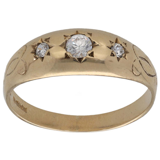 9ct Gold Cubic Zirconia Three Stone Ring Size Q