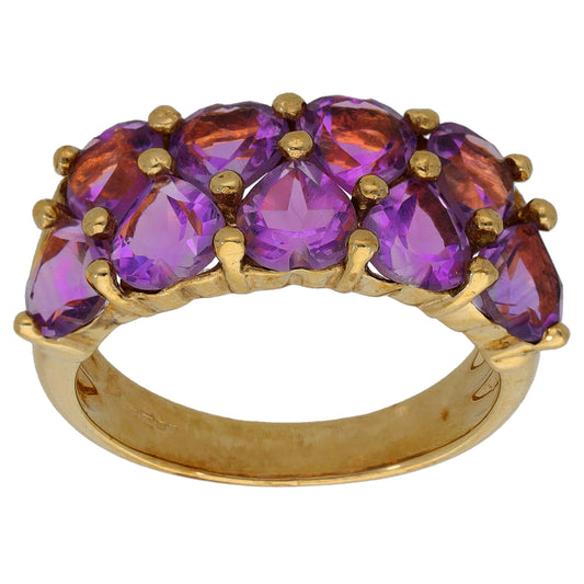 9ct Gold Amethyst Half Eternity Ring Size N