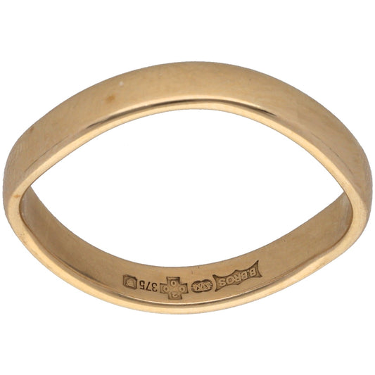 9ct Gold Shaped Wedding Ring Size O