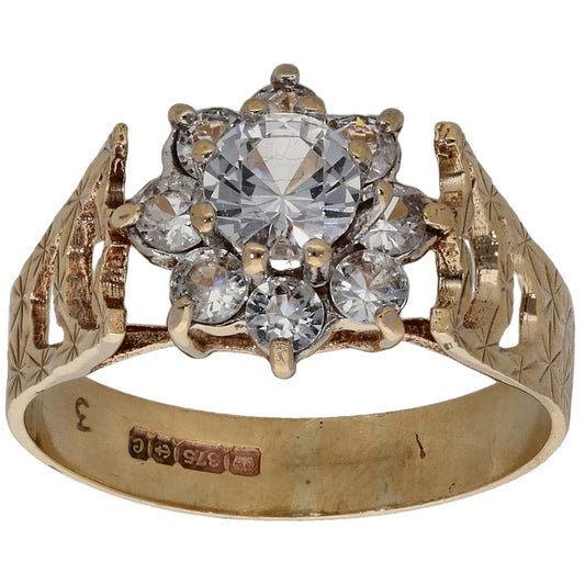 9ct Gold Cubic Zirconia Cluster Ring Size L