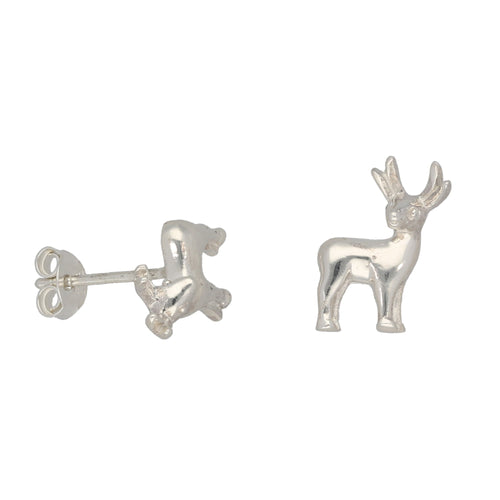 Sterling Silver Christmas Reindeer Stud Earrings