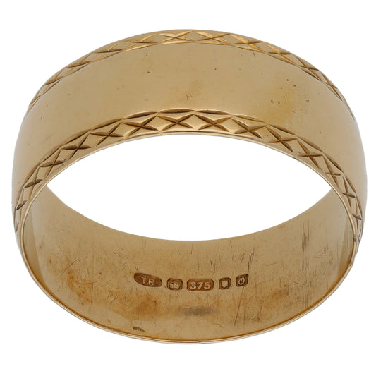 9ct Gold Patterned Wedding Ring Size R