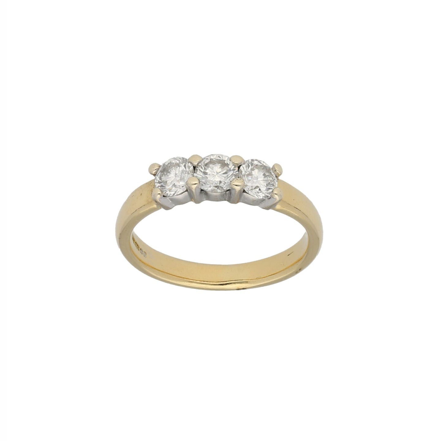 18ct Yellow Gold Diamond Trilogy Ladies Ring Size O