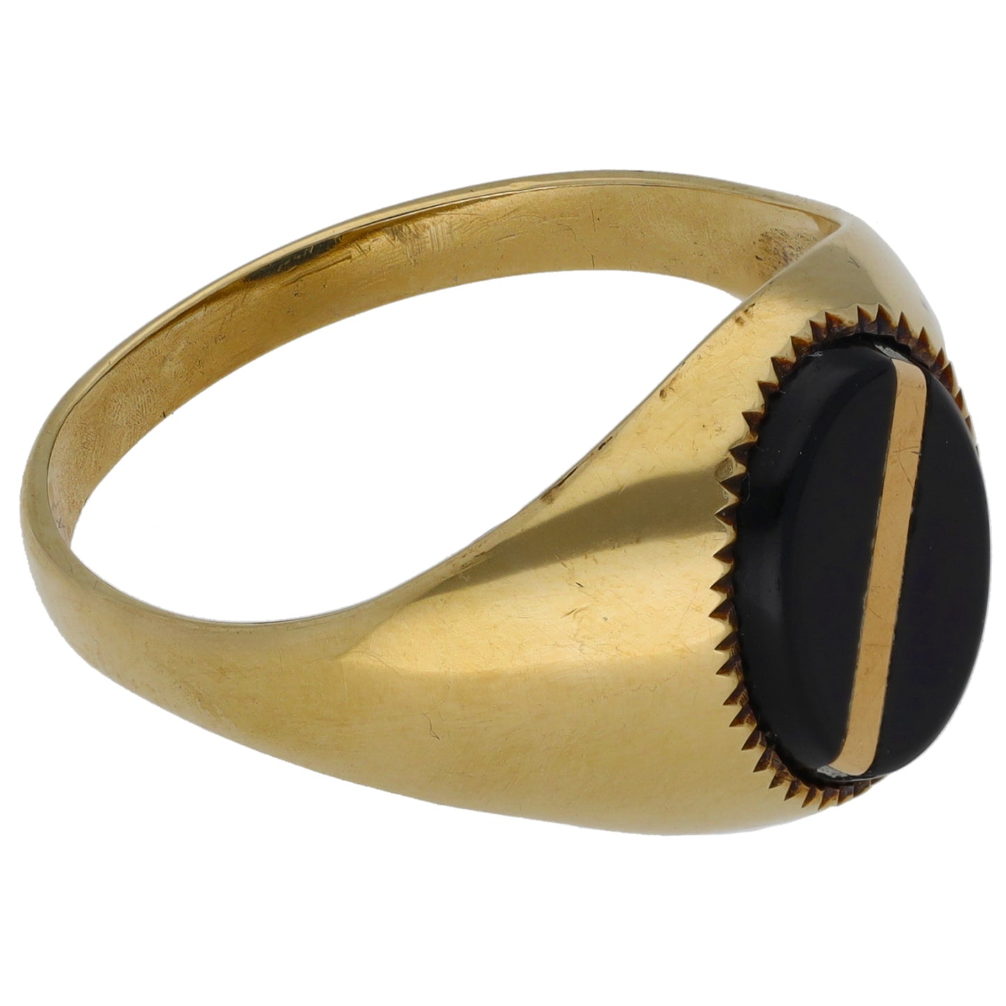 9ct Gold Onyx Crest/Emblem Signet Ring Size W