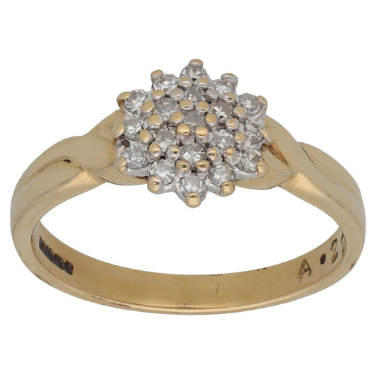 9ct Gold 0.22ct Diamond Cluster Ring Size M