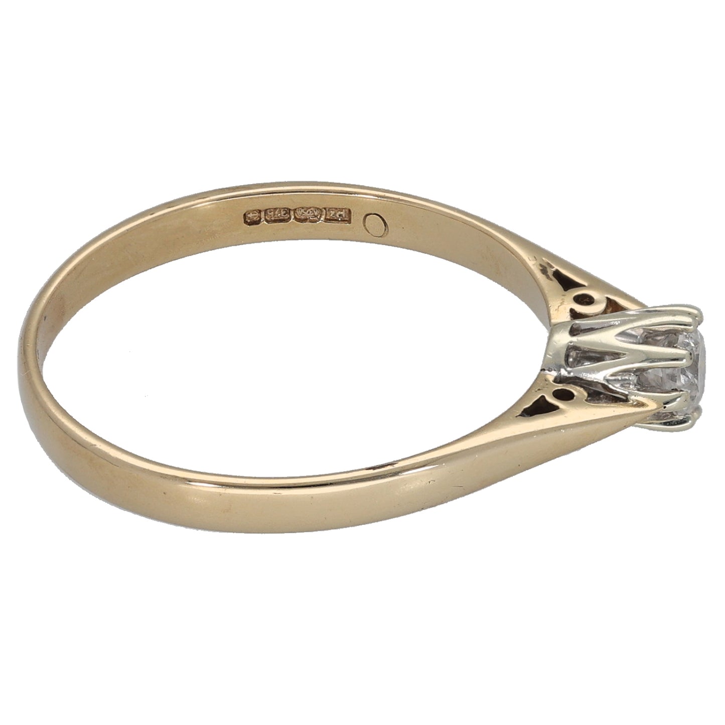 9ct Gold 0.21ct Diamond Solitaire Ring Size O