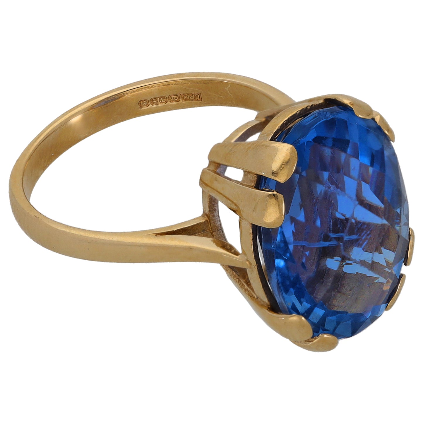 9ct Gold Imitation Gem Single Stone Ring Size N