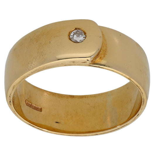 Yellow gold round-stone alternative diamond ring, open band with raised bezel setting