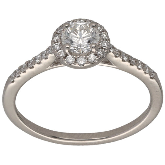 Platinum 0.54ct Diamond Halo Ring Size N