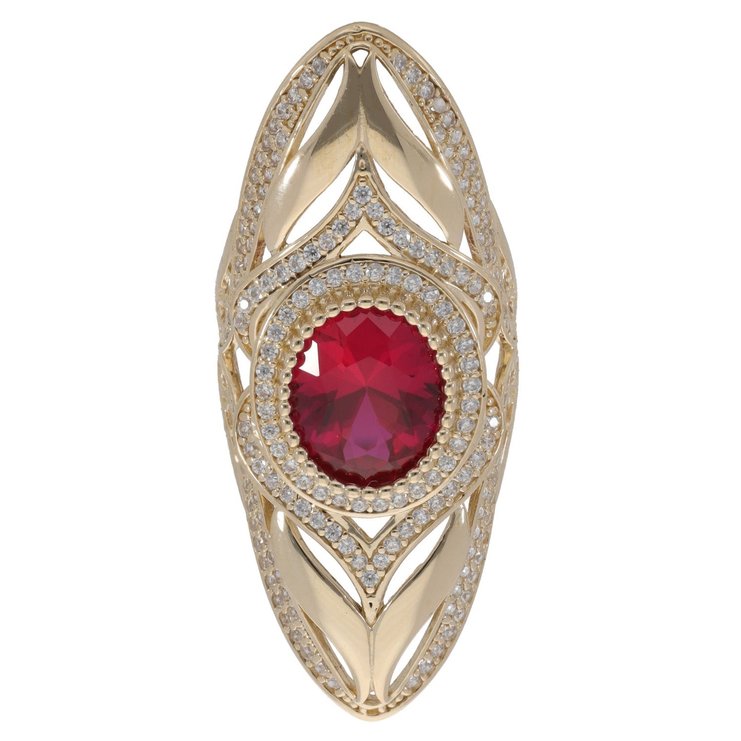 New 14ct Gold Red CZ Dress/Cocktail Ring