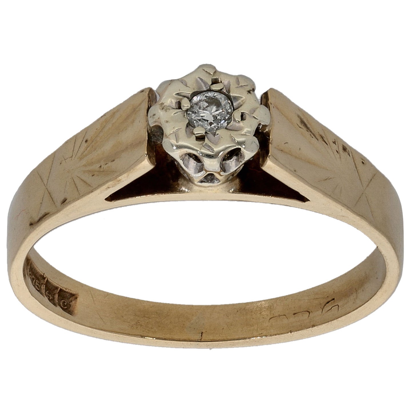 9ct Gold 0.03ct Diamond Solitaire Ring Size K