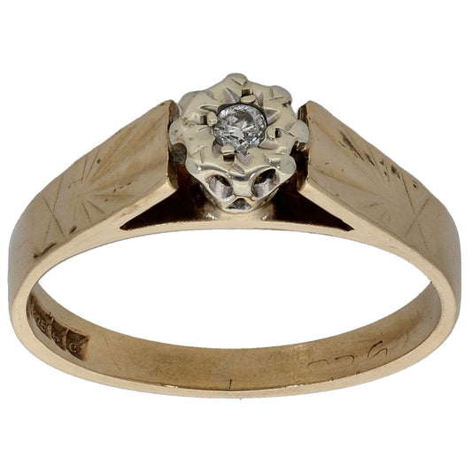 9ct Gold 0.03ct Diamond Solitaire Ring Size K