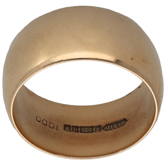 9ct gold plain wedding ring, R size, inside stamp visible on band