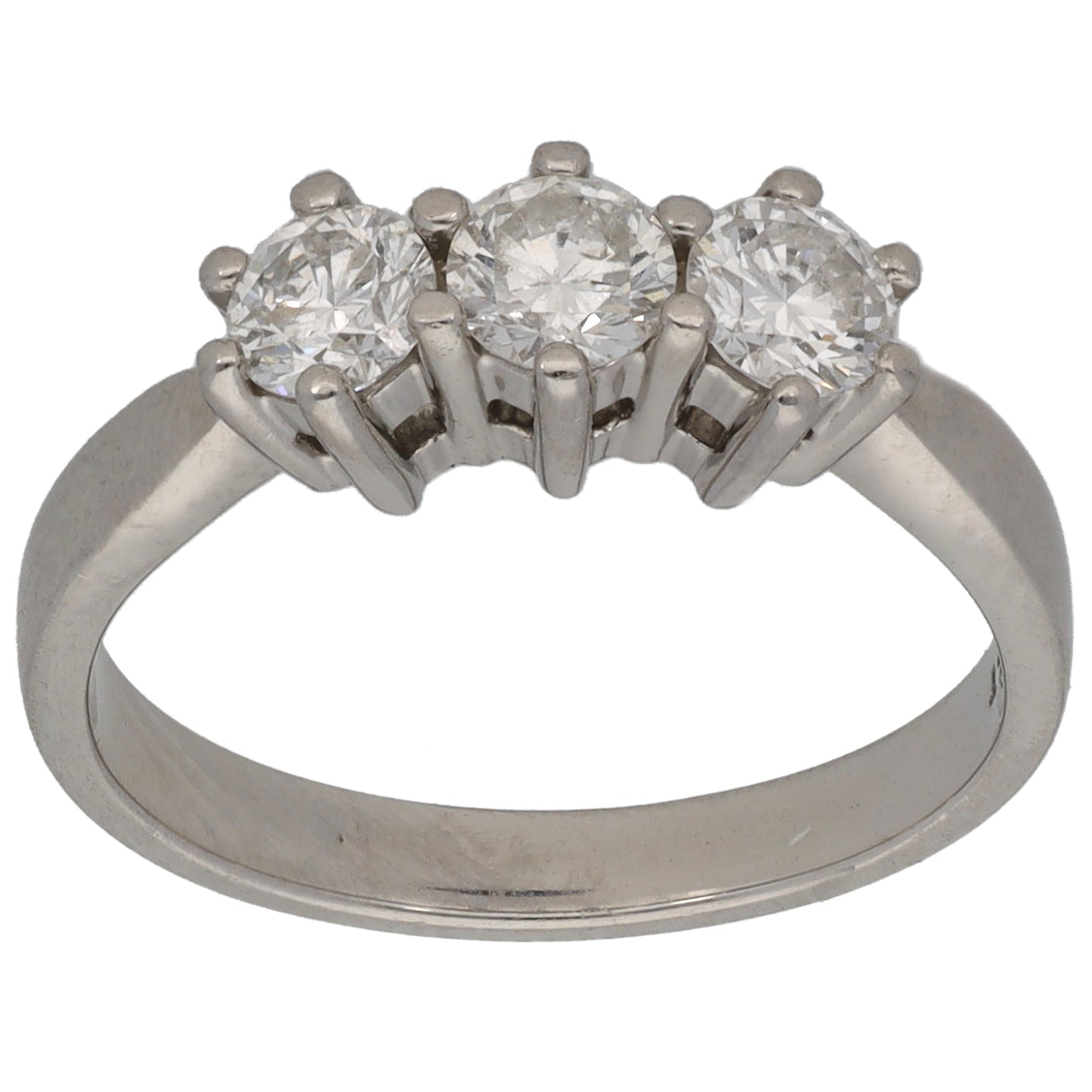 Platinum 0.71ct Diamond Trilogy Ring Size L