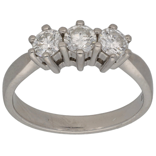 Platinum 0.71ct Diamond Trilogy Ring Size L