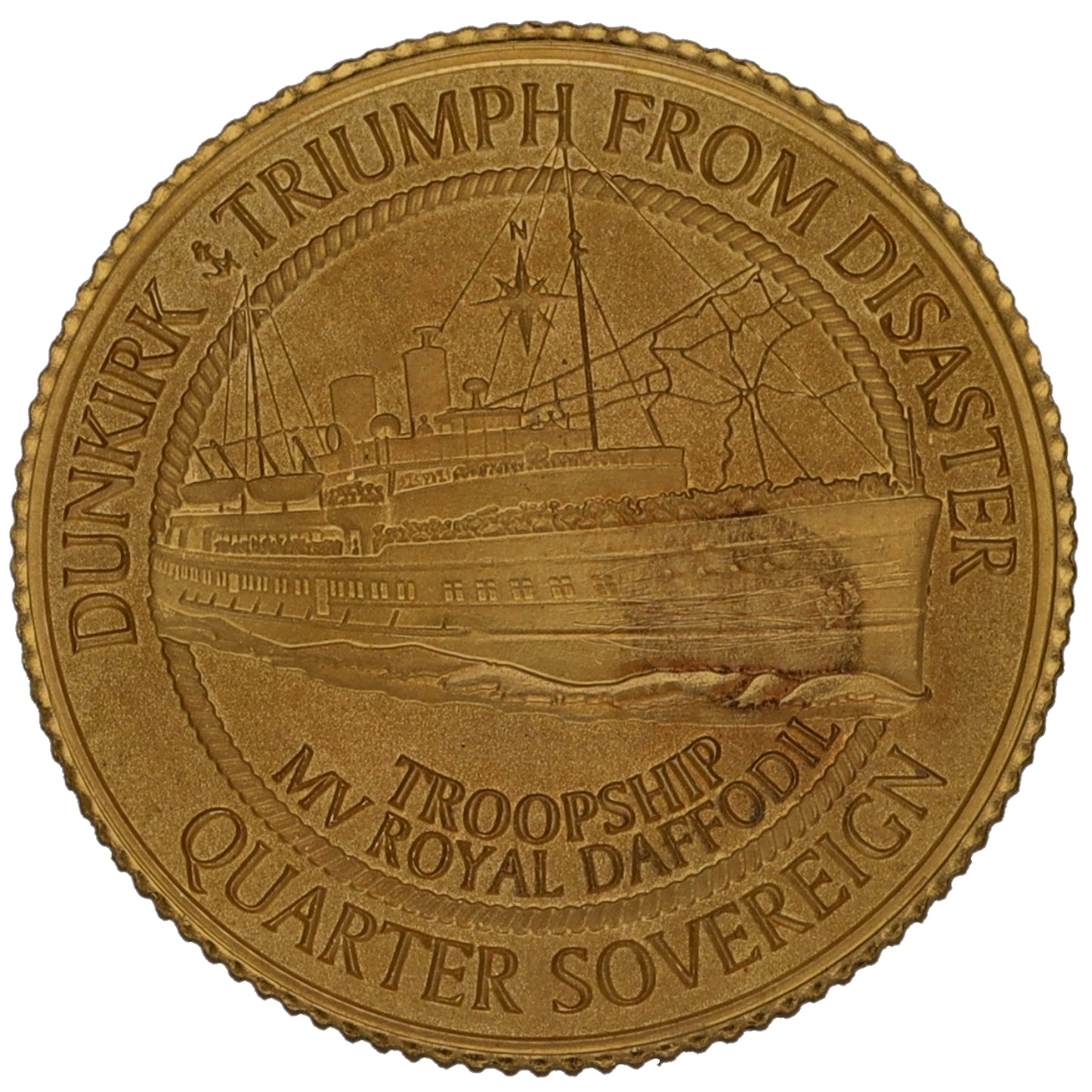 22ct Gold Dunkirk Triumph From Disaster Quarter Sovereign Coin 2020