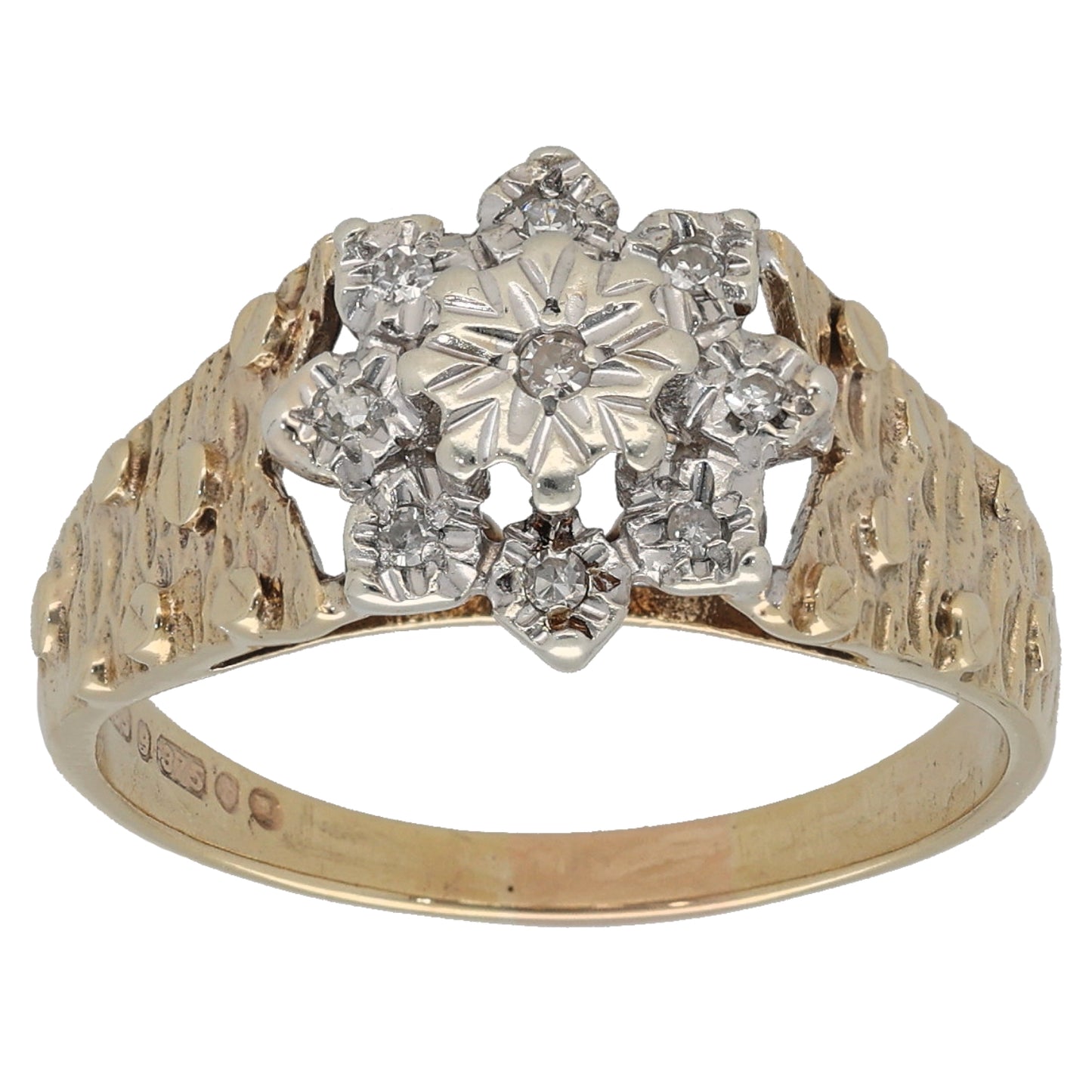 9ct Gold 0.09ct Diamond Cluster Ring Size Q