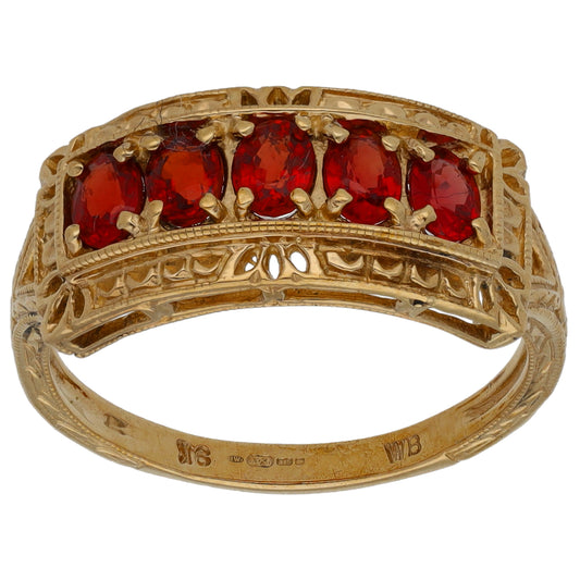 9ct Gold Sapphire Half Eternity Ring Size O