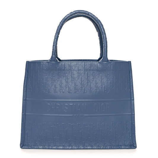 Christian Dior Book Tote Oblique Calfskin Leather Bag - Blue