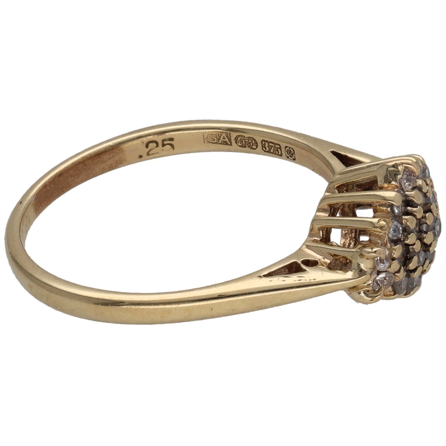 9ct Gold 0.25ct Diamond Cluster Ring Size L