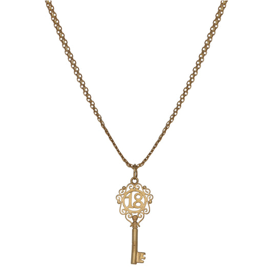 9ct Gold Key Pendant With Chain