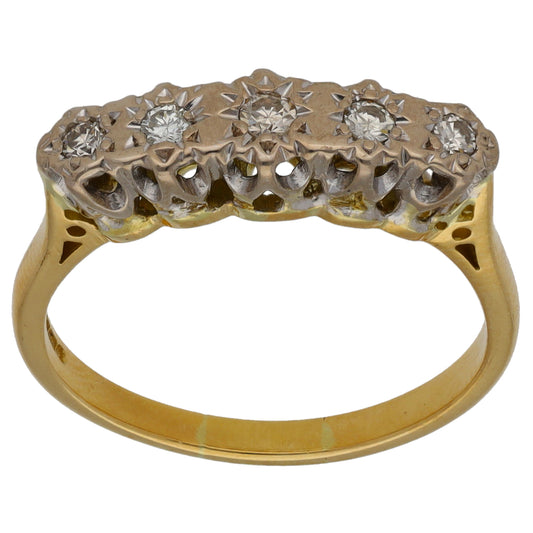 18ct Gold 0.16ct Diamond Half Eternity Ring Size P