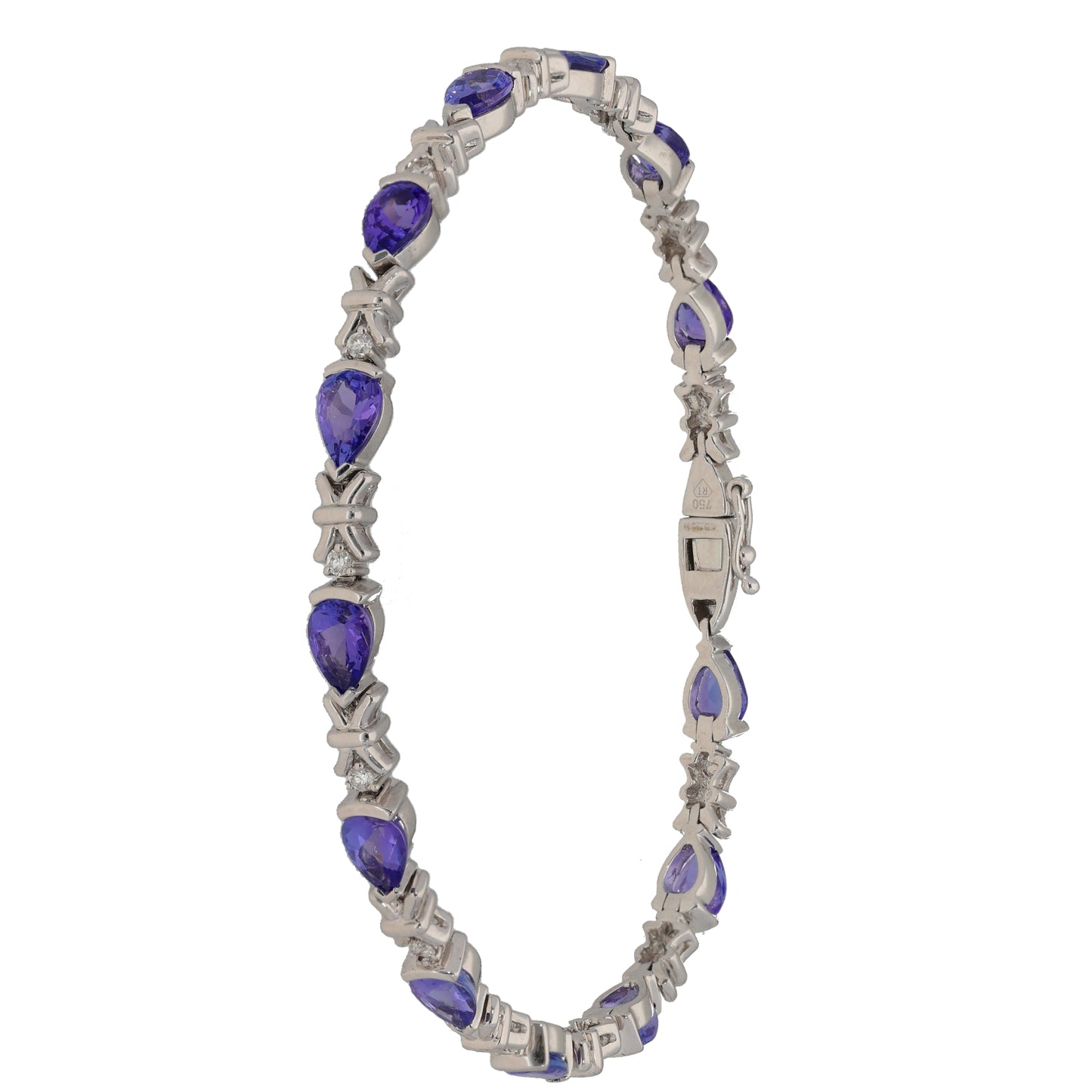 18ct White Gold Tanzanite & 0.26ct Diamond Fancy Stone Set Bracelet