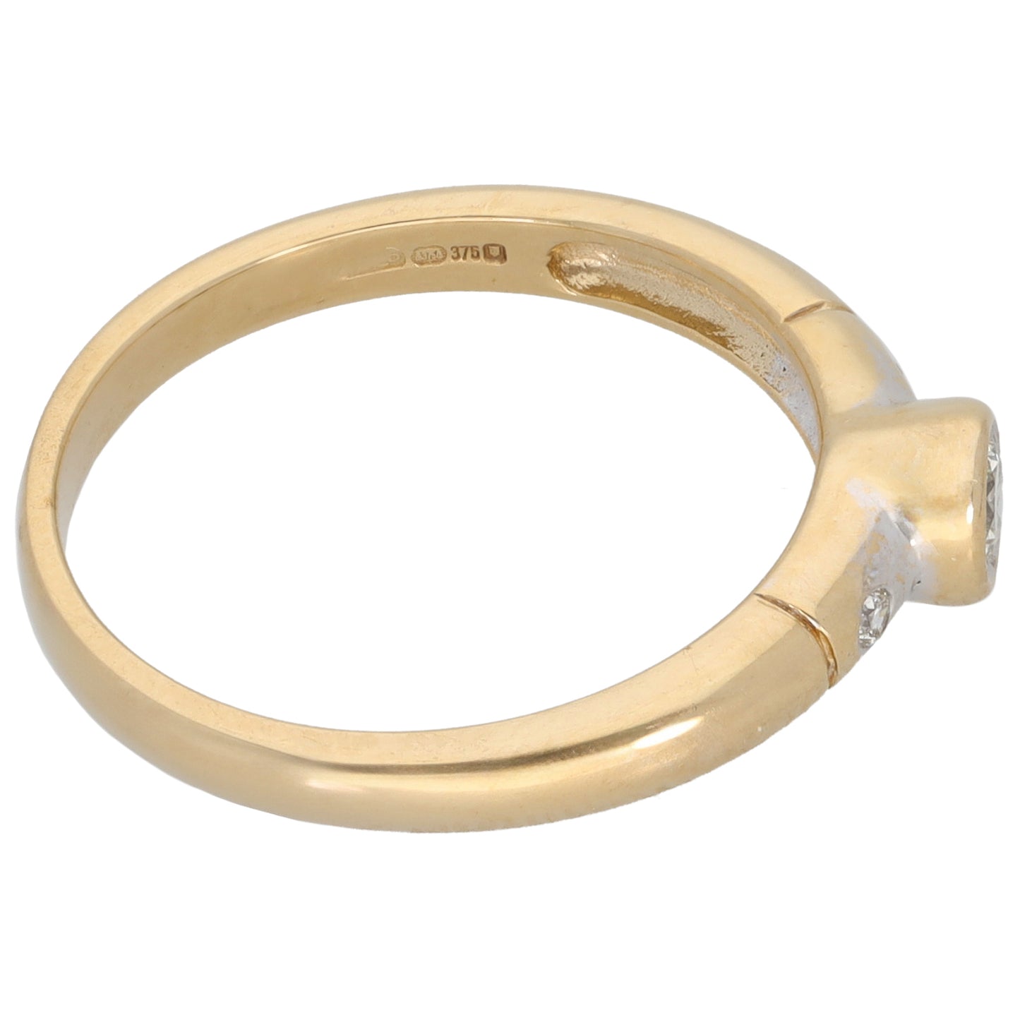 9ct Gold 0.15ct Diamond Three Stone Ring Size P