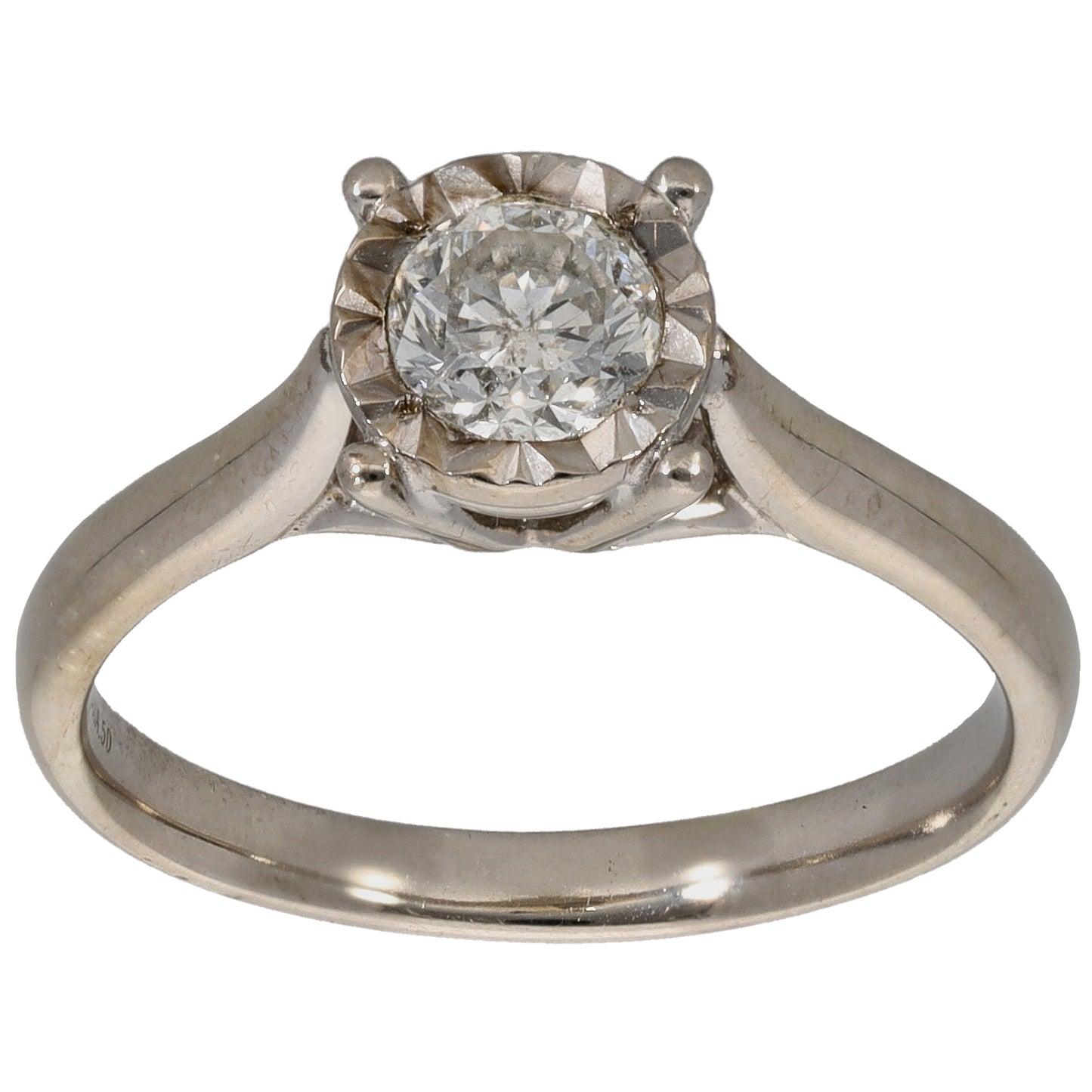 9ct White Gold 0.50ct Diamond Solitaire Ring Size M