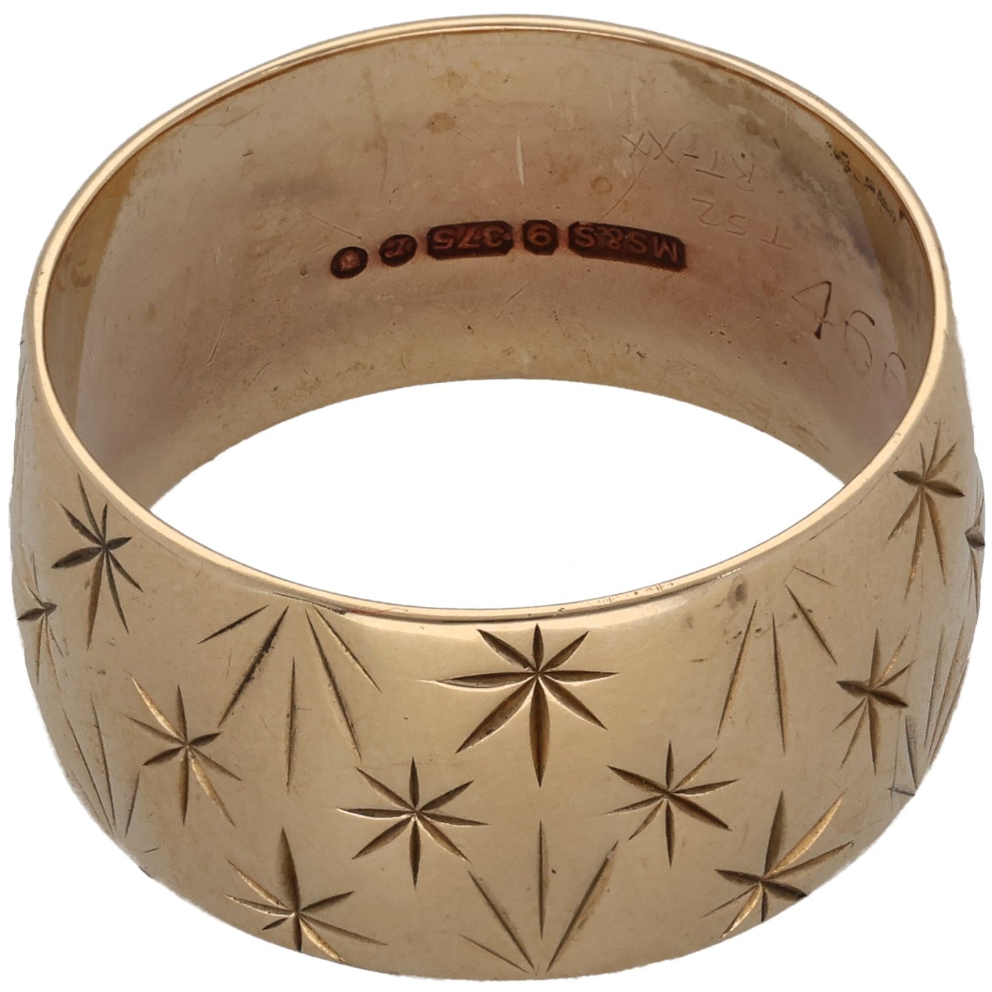 9ct Gold Patterned Wedding Ring Size O